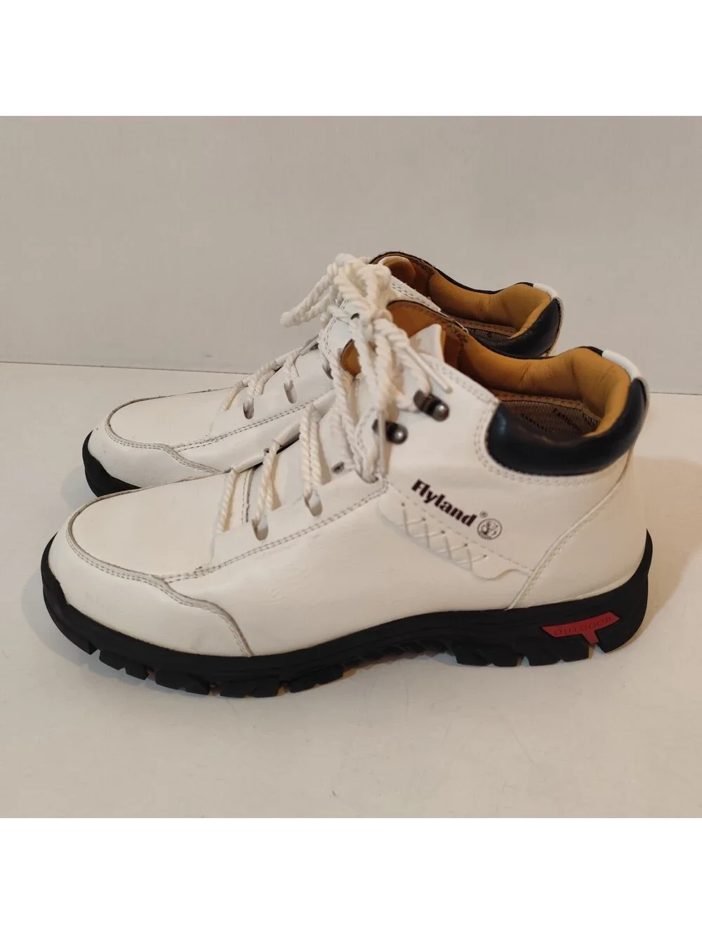 Flyland Men's Ankle Boots Casual White Handmade Leather Shoes Size 11